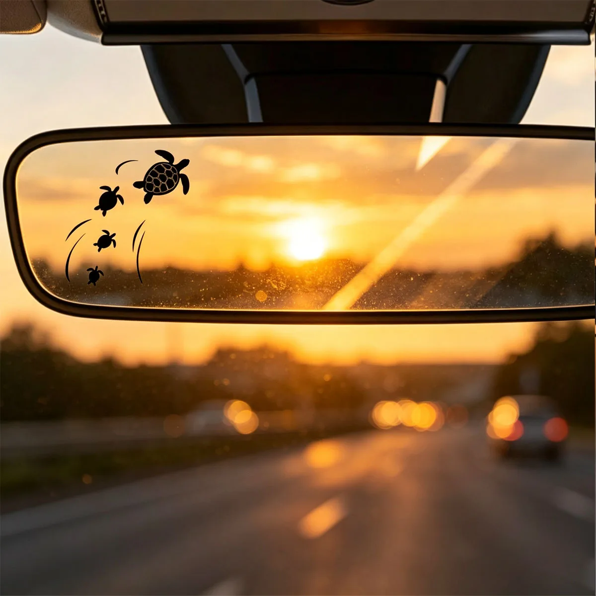 Cute Sea Turtle Swimming Mirror Sticker, Waterproof Weatherproof Decal for Car Home Laptop Window Decor