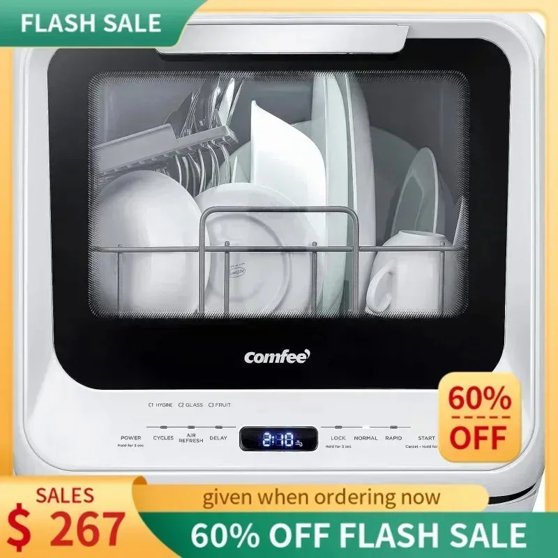 TGBFPortable Dishwasher with 5L Water Tank,No Hookup Needed,360° Dual Spray,192℉ High-Temp& Air-Dry Function,Dishwasher for,Ali