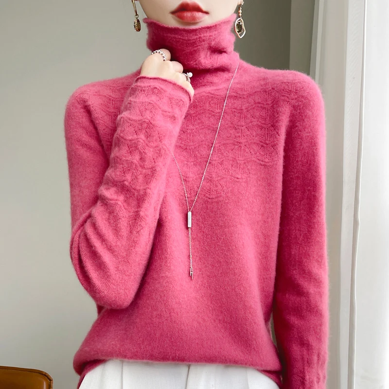 Cashmere sweater Women\'s knitting sweater 100% pure merino wool 2023 winter fashion high neck top autumn warm pullover