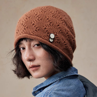 Vintage Literary Style 100% Merino Wool Thickened Beanie Women Winter Warm Knitted Hat Coldproof Soft Elastic Ski Skull Cap