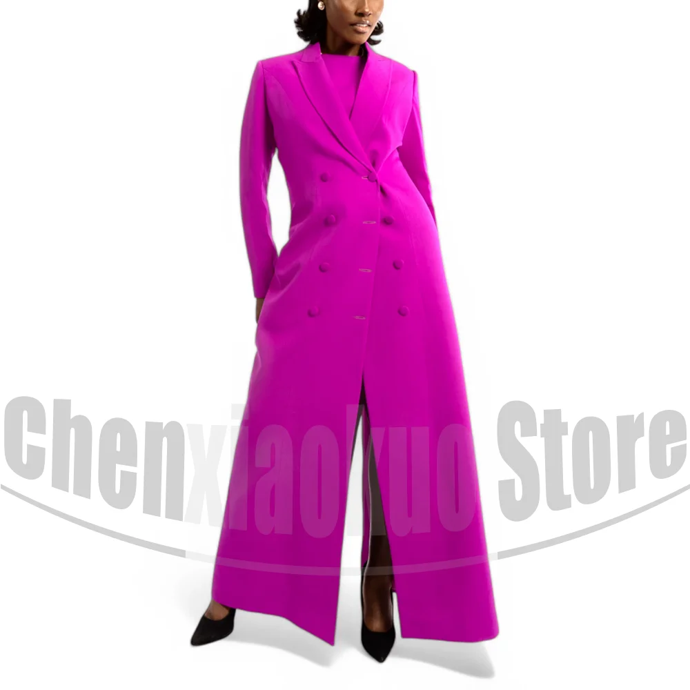 

Fashion Women Long Blazer 1 Piece Double Breasted Suit Coat Elegant Formal Office Daily Casual Evening Party Lady Jacket
