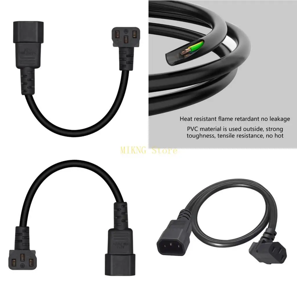 60 см IEC320 C14 IEC320 C13, изогнутый вверх кабель, 3 клеммы, короткий шнур питания, лучшая распродажа