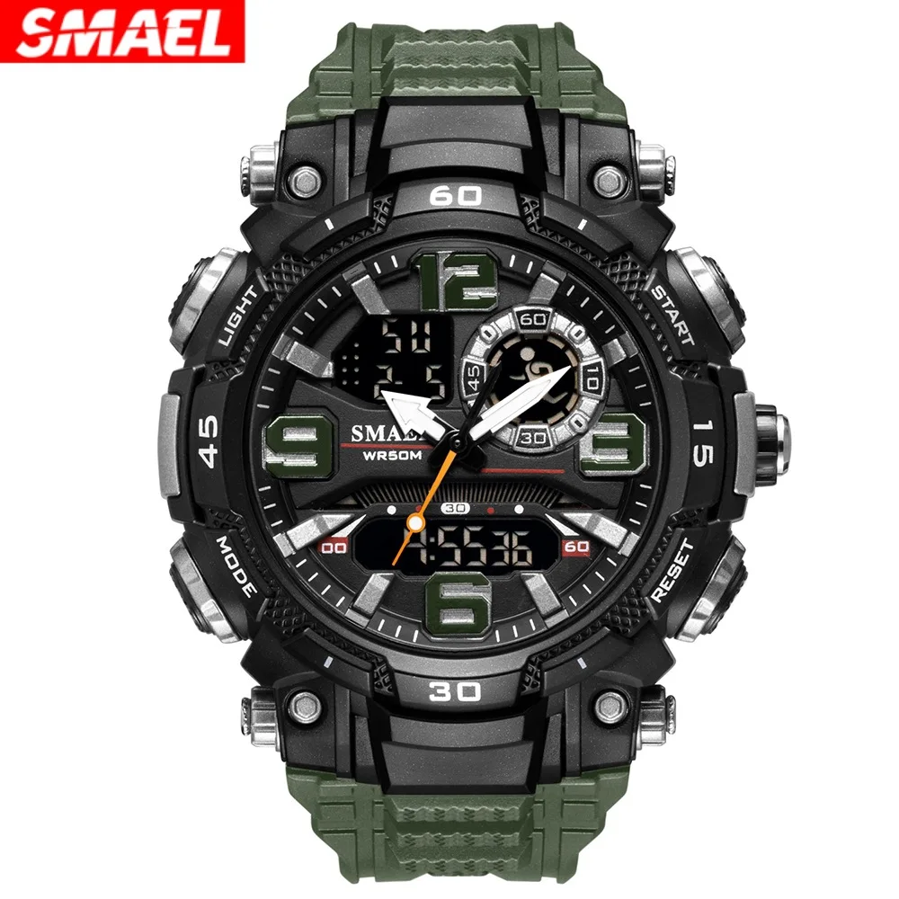 SMAEL Orologio elettronico con doppio display per studenti adolescenti, calendario sveglia luminoso sportivo impermeabile