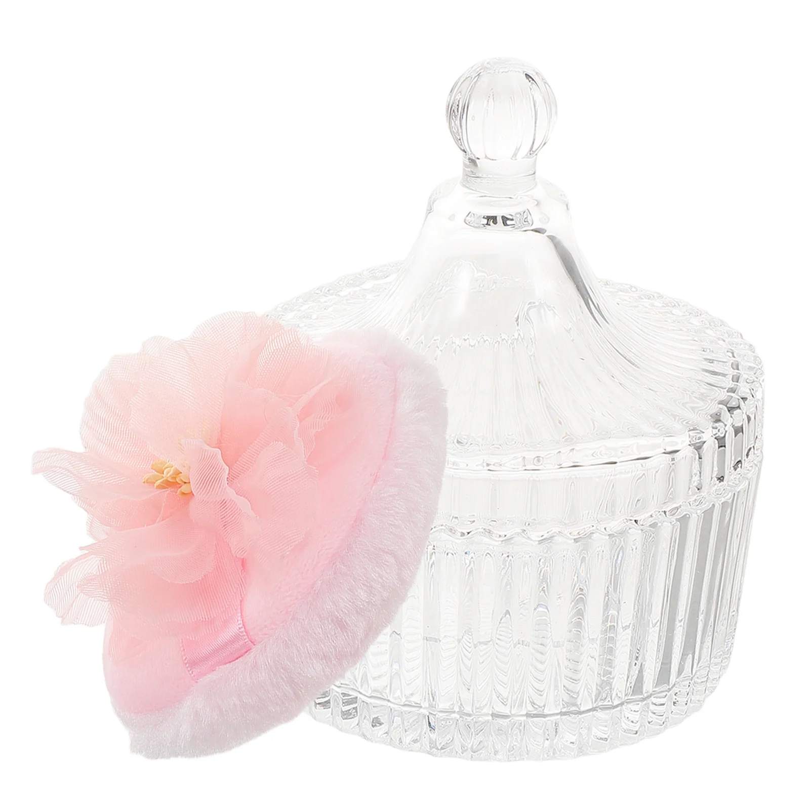 

Powder Puff Storage Box Crystal Jar Decorative Containers Baby Body Make Up Puff Glass Dustproof Velvet Flocked Long