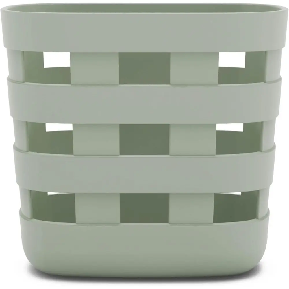 Organized Bath Storage Bin - Non-Toxic Plastic, Easy Clean, Removable Drying, Wall-Mounted Baby Organizer, 9x5.5x8.5 in, Sage