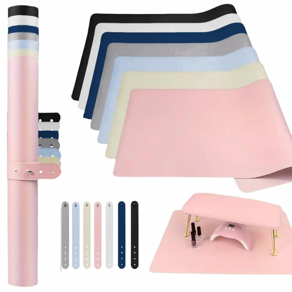 

Foldable Waterproof Leather Nail Art Table Mat Anti Scratch Hand Rest Arm Cushion Desktop Manicure Pad