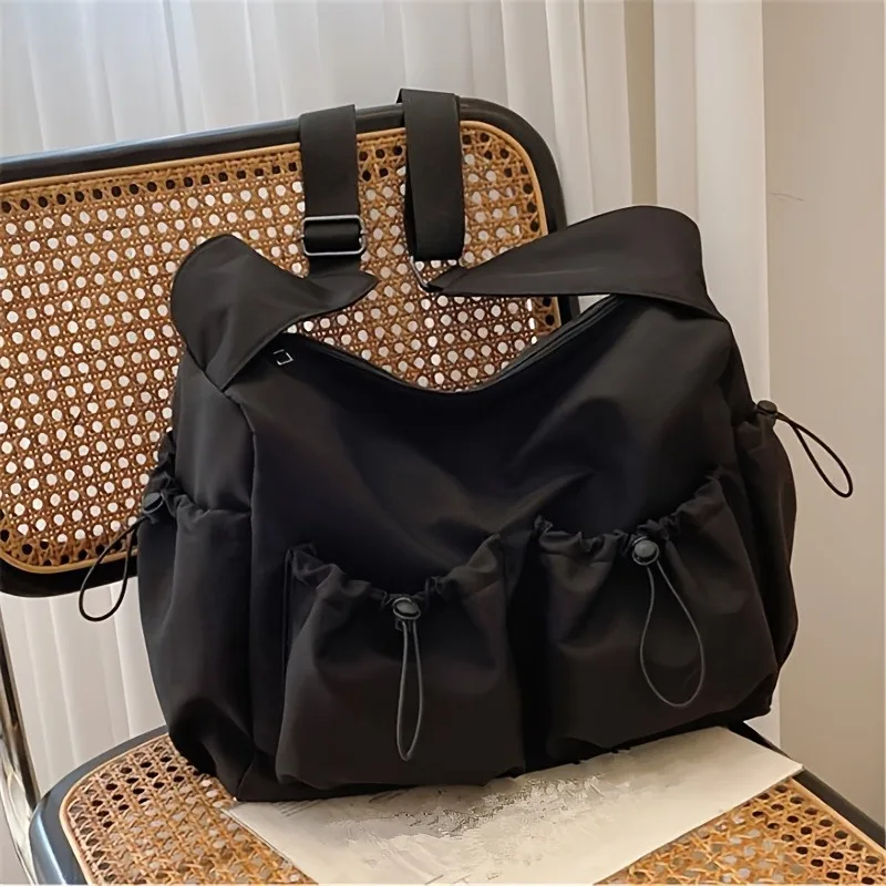 Fashion Large Capacity Crossbody Bag, Unisex Solid Color College Style Retro Versatile Casual Canvas Bag, Suitable for Commuting