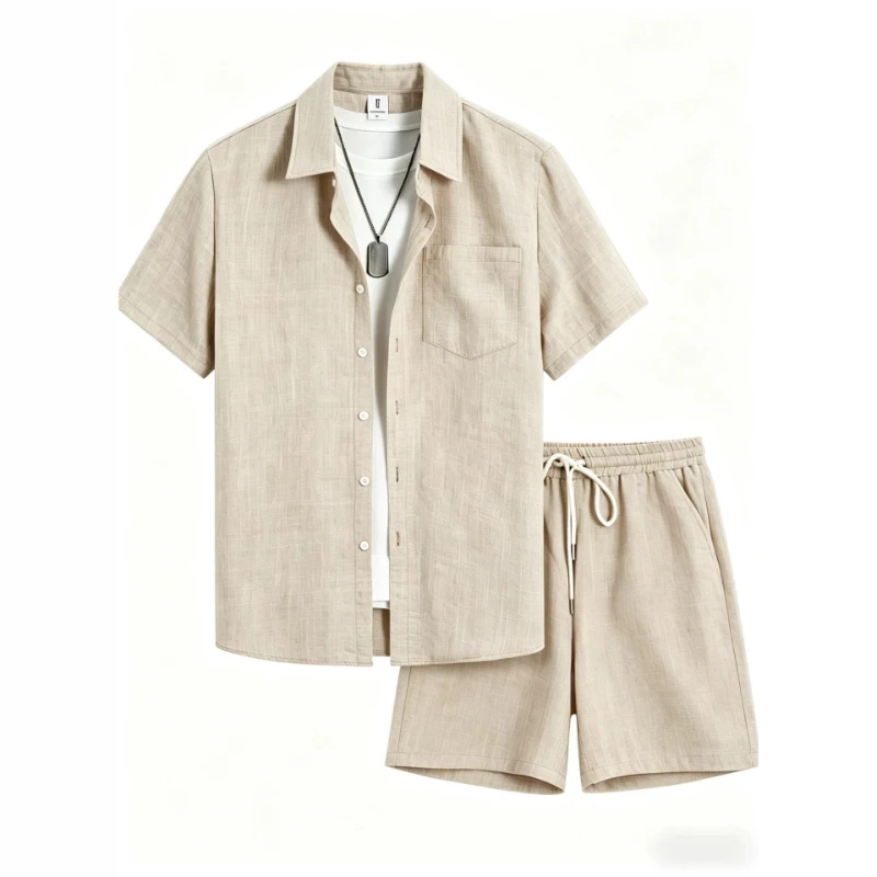 Summer Short Sleeved Suit Men's Shorts Shirt Outfit