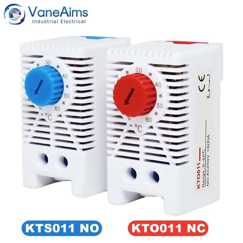 KTO011 KTS011 Mechanical Switch NO NC Thermoregulator AC220V Industrial Thermostat DIN Rail Cabinet Temperature Controller 60℃