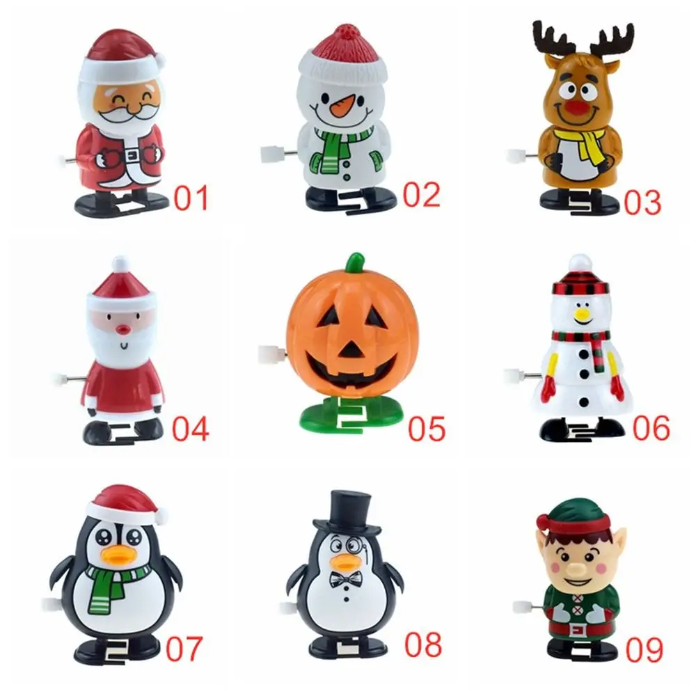 Jouets à remonter de la série de Noël, jouets de saut, wapiti, bonhomme de neige, horloge, père Noël, secouer la tête, père Noël, marche, beurre