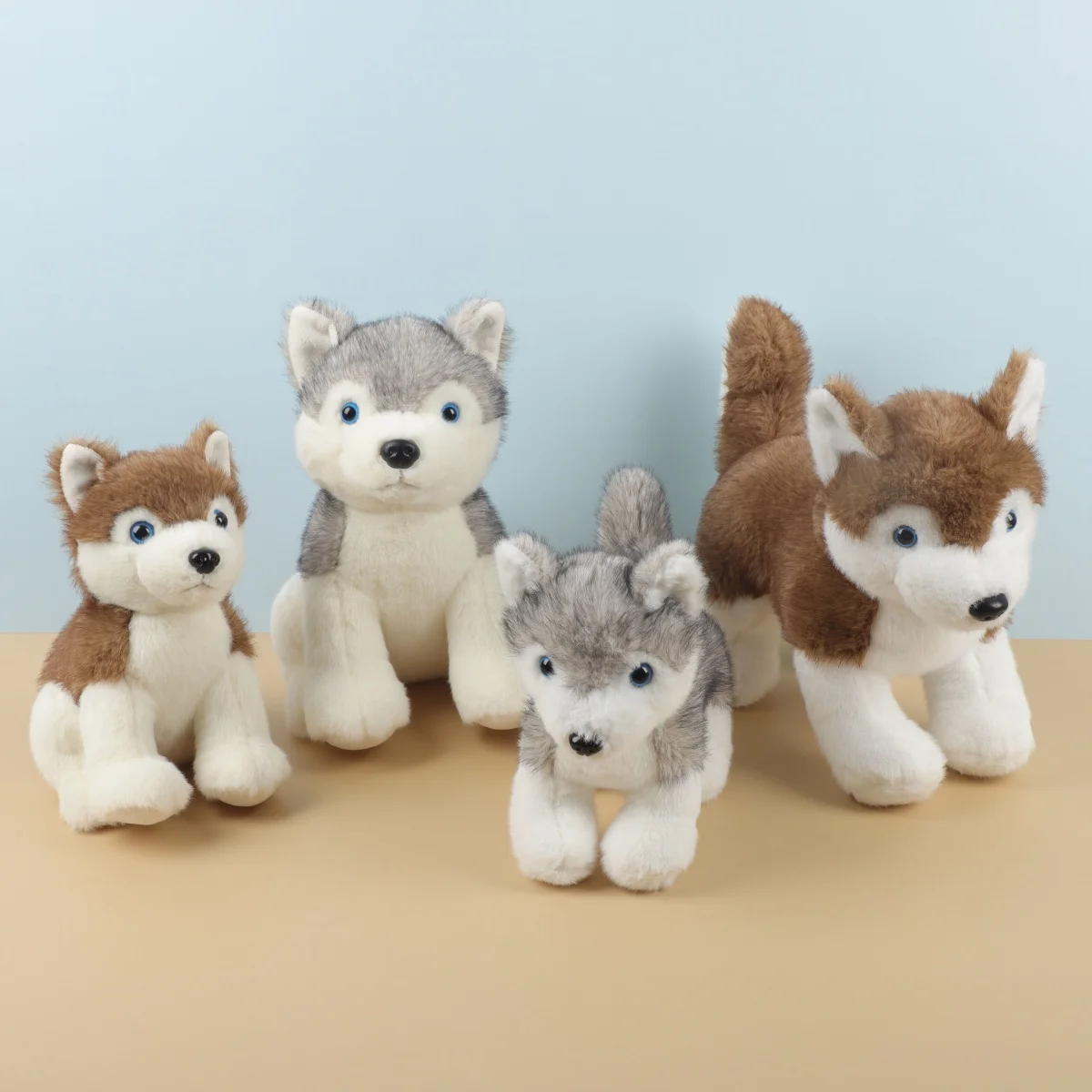 

Имитация собаки хаски Happy Brown Husky, плюшевые игрушки, кавайные мягкие игрушки для собак, мягкая кукла, детский подарок на день рождения