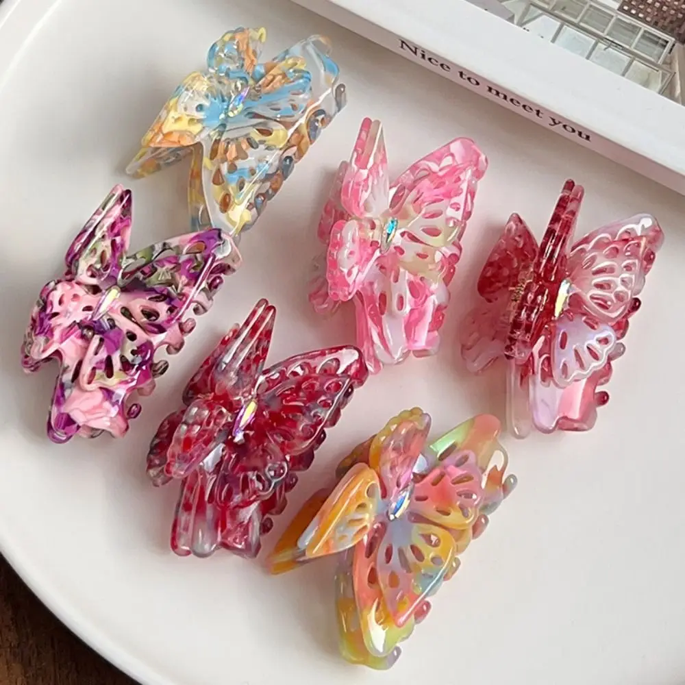 

Fashion Hollow Butterfly Hair Claw French Style Headdress Acetate Hair Claw Claw Clip Ponytail Holder Butterfly Shark Clip Women