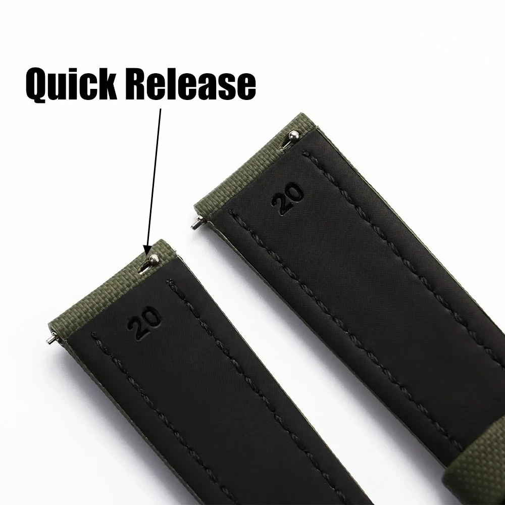 Wodoodporny pasek do zegarka z szybkozłączką z tkaniny żeglarskiej 18/19/20/21/22mm - Wytrzymały nylonowy pasek z zapięciem motylkowym