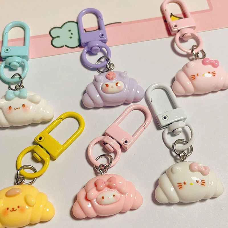 Sanrio Brot Hallo Kitty Kuromi Schlüssel bund Kinder Spielzeug Anime Anhänger Schlüssel ring niedlichen Kitty Frauen Taschen Schlüssel anhänger Kind Geburtstags geschenke