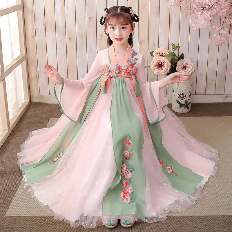

Girls Hanfu Ru Skirt Ancient Costume Fairy Elegant Veil Children's Tang Suit Chinese Style Ancient Style Girl Dress Summer