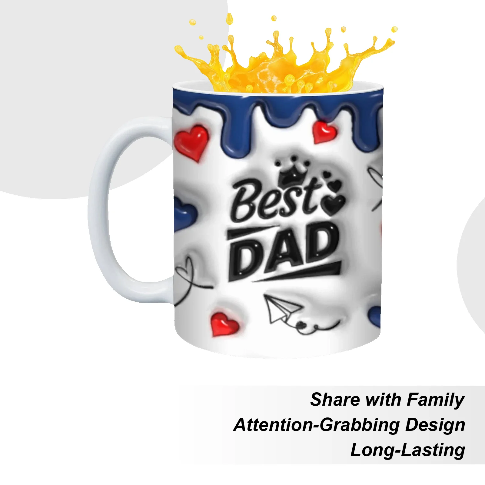 

Dad Coffee Mug 3D Funny Ceramic Dad Mug Home Decoration for Beer Whiskey Shelf Desk Family Party Picnic Camping Halloween Home