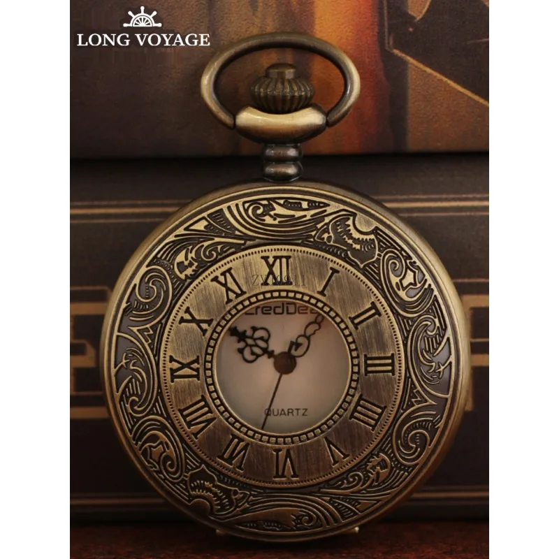 クォーツ懐中時計フリップクリエイティブカップル男子学生ローマ老人レトロノスタルジア