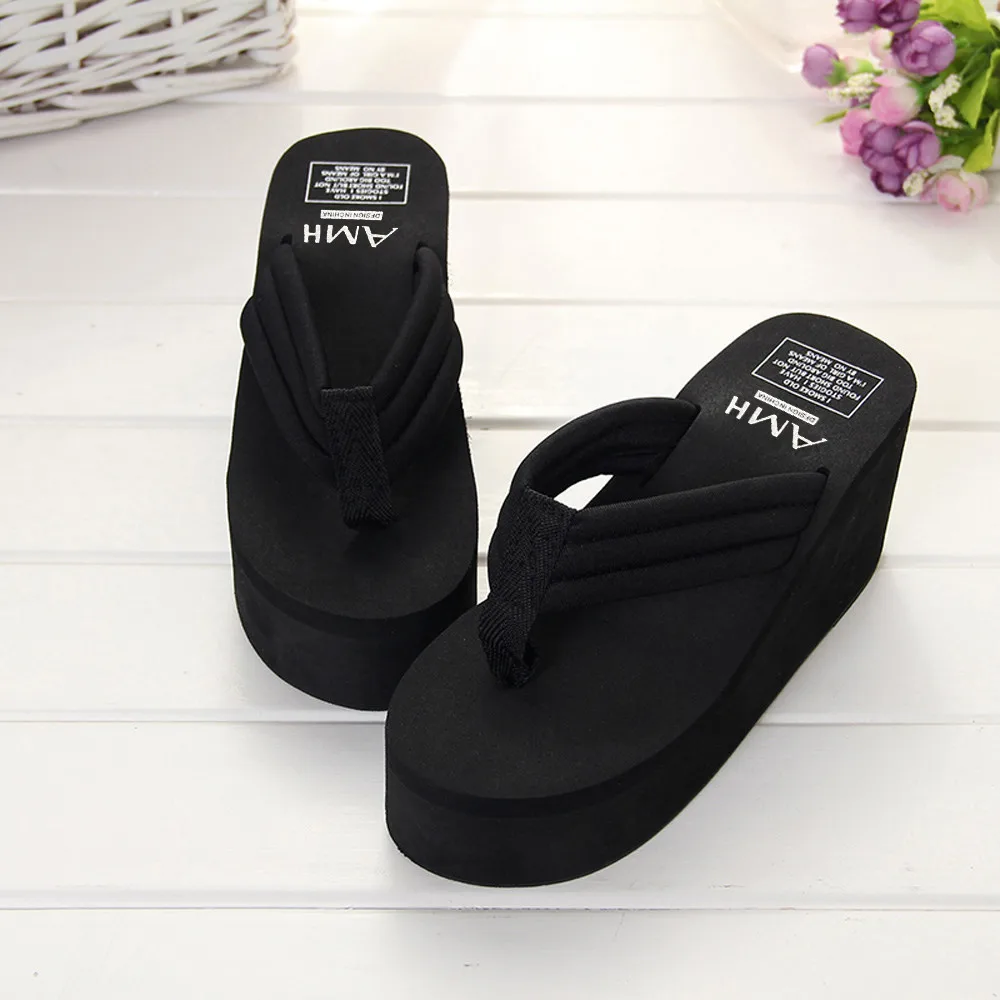 Women Summer Platform Slippers Fashion Outdoor Thick Sole Wedges High Heels Sandals Ladies Shoes Women\'s Beach Flip Flops