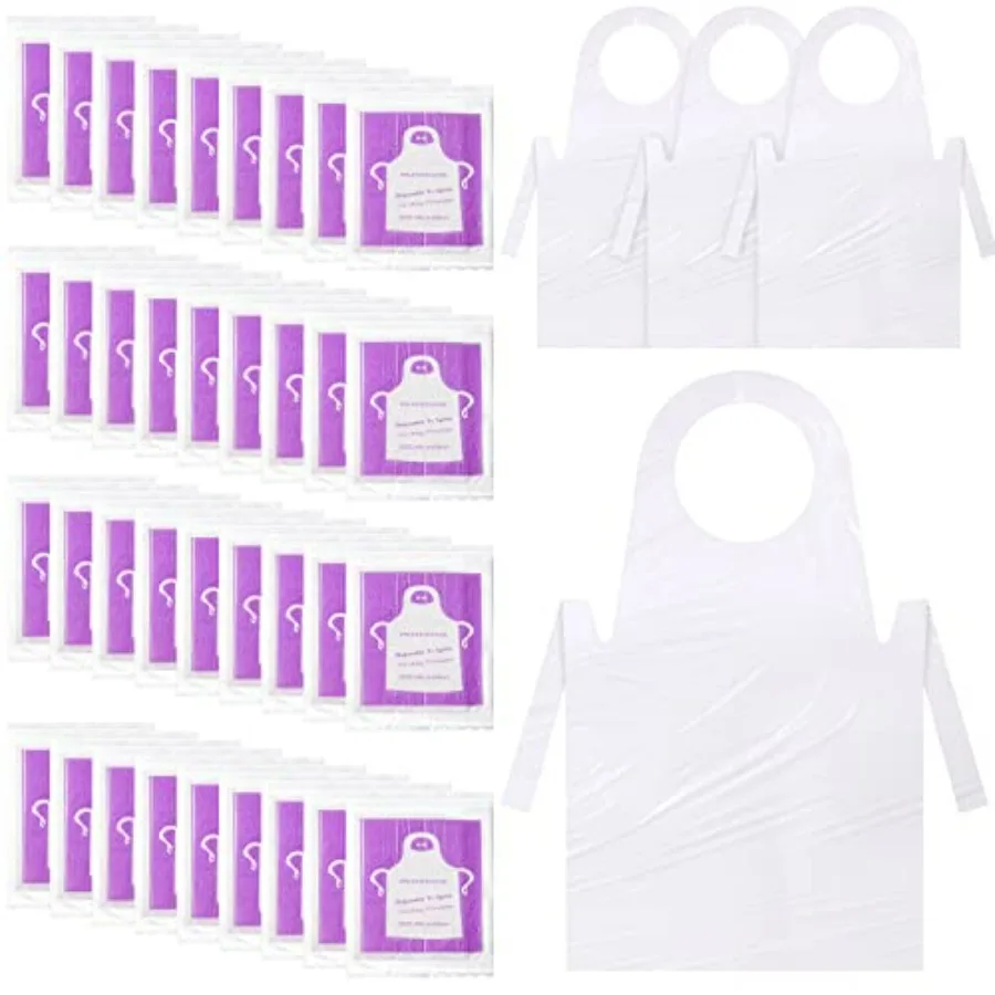 

200 Pack Plastic Disposable Aprons 44 x 30 Inch Large Clear Aprons for Cooking Disposable Smocks for Adults Painting Picnic DIY