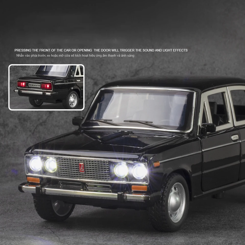 1:24 ロシア LADA 2106 合金車ダイキャストおもちゃの車モデル音と光