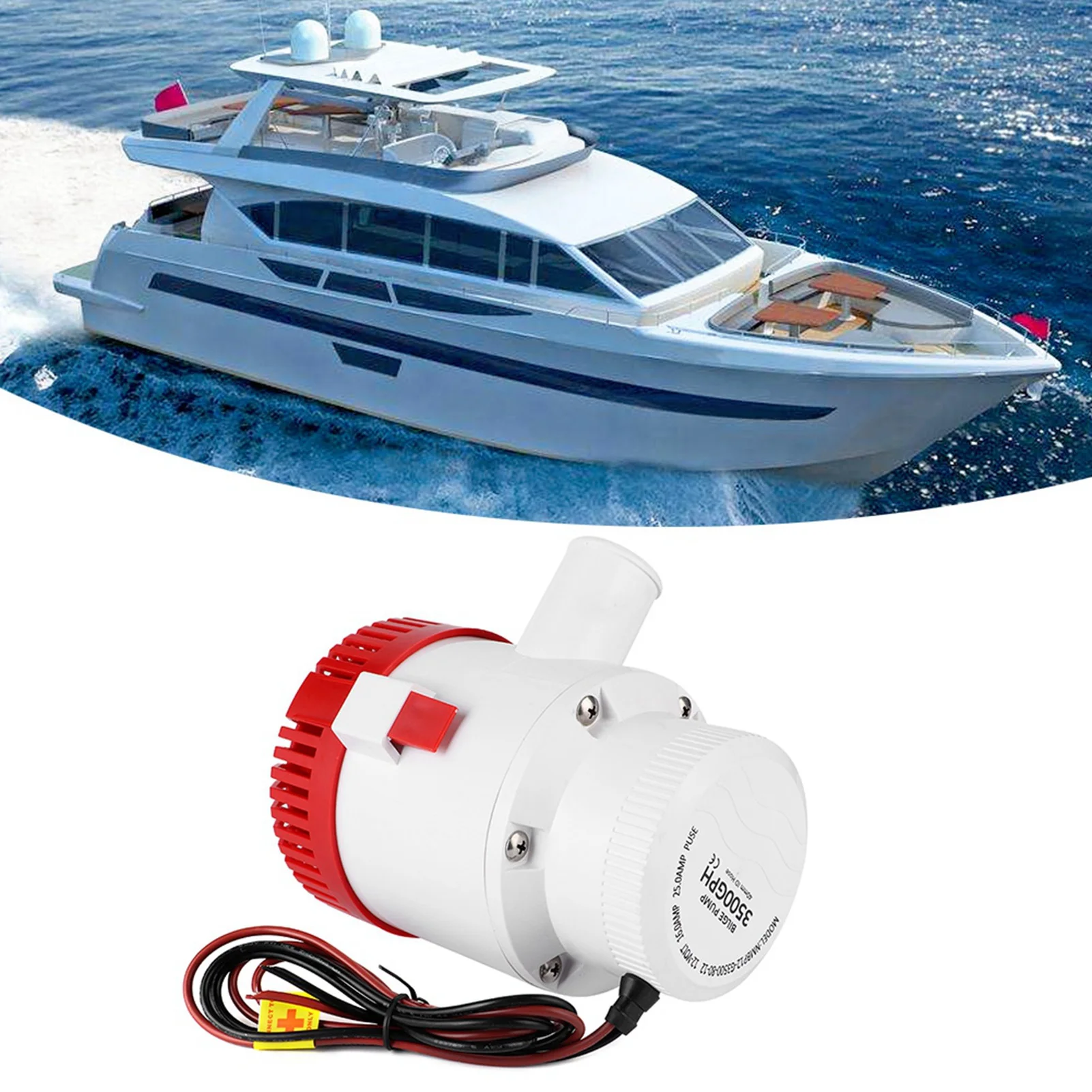 3500GPH 12V Professional Submersible Bilge Pump Marine Boat Yacht Accessory G3500‑01