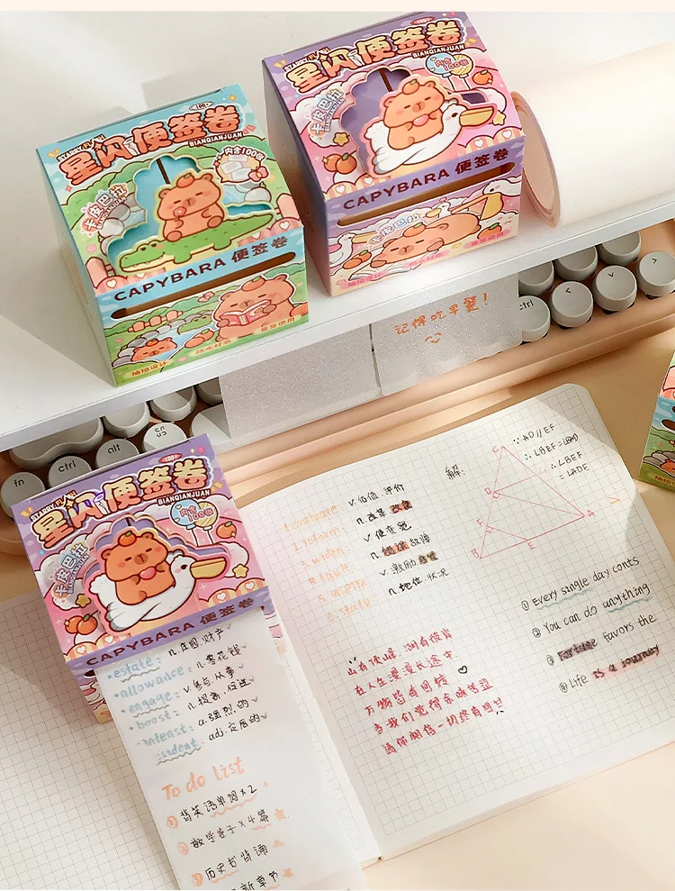 

100sheets Capybara transparent Pull-Out Sticky Notes Kawaii Stationery Office Accessories Memo Pad Paper Aesthetic Stationery