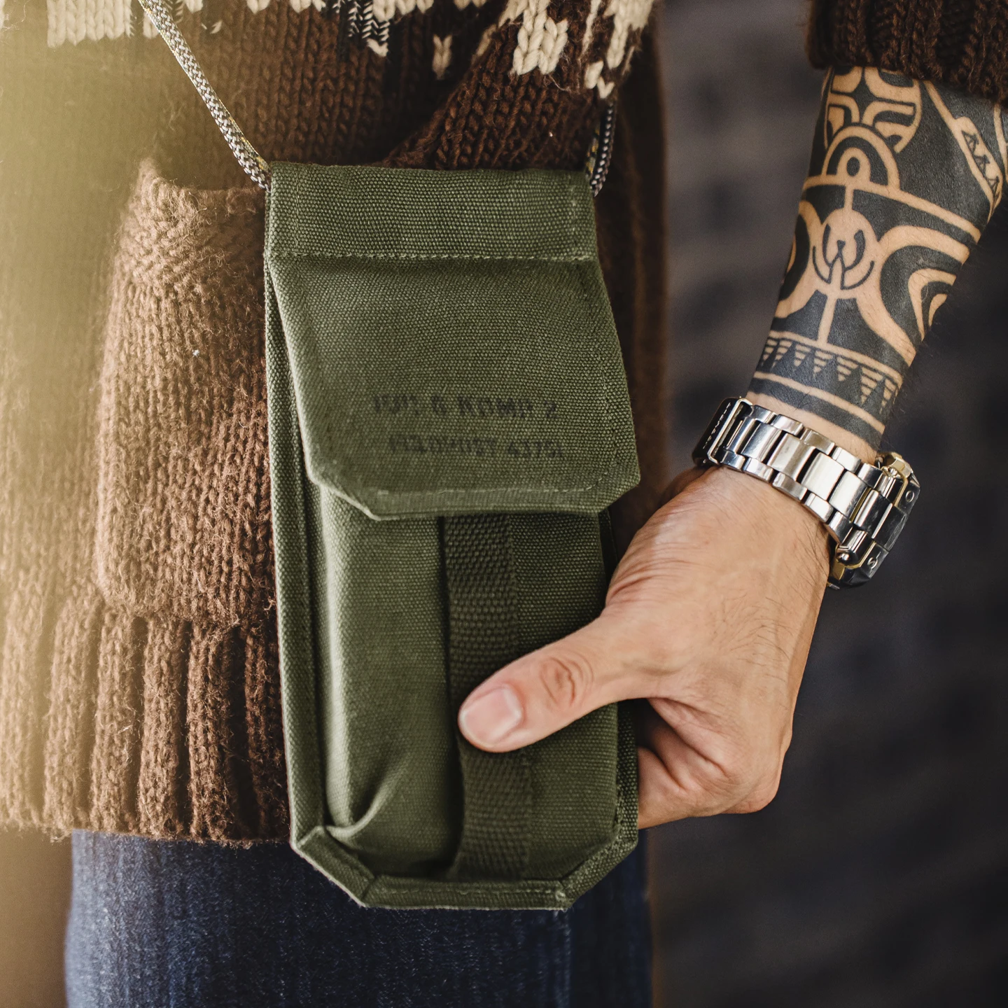 Maden Men's Vintage M16 Military Green Mini Bag Female Shoulder bag Crossbody Bags Casual Phone Bag Detachable Coin Purse