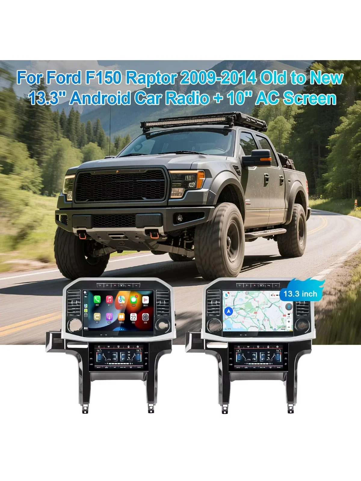 New 13.3 Touch Screen Auto Head Unit Monitor For Ford F150 2009 2014 Multimedia Android Car Radio Carplay Navigation AC Panel