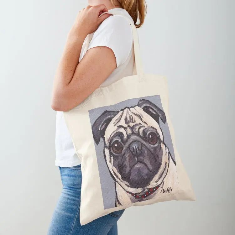 

Pug Art, Cute pug painting Tote Bag tote bag custom Customizable tote bag Canvas shoulder Women bags