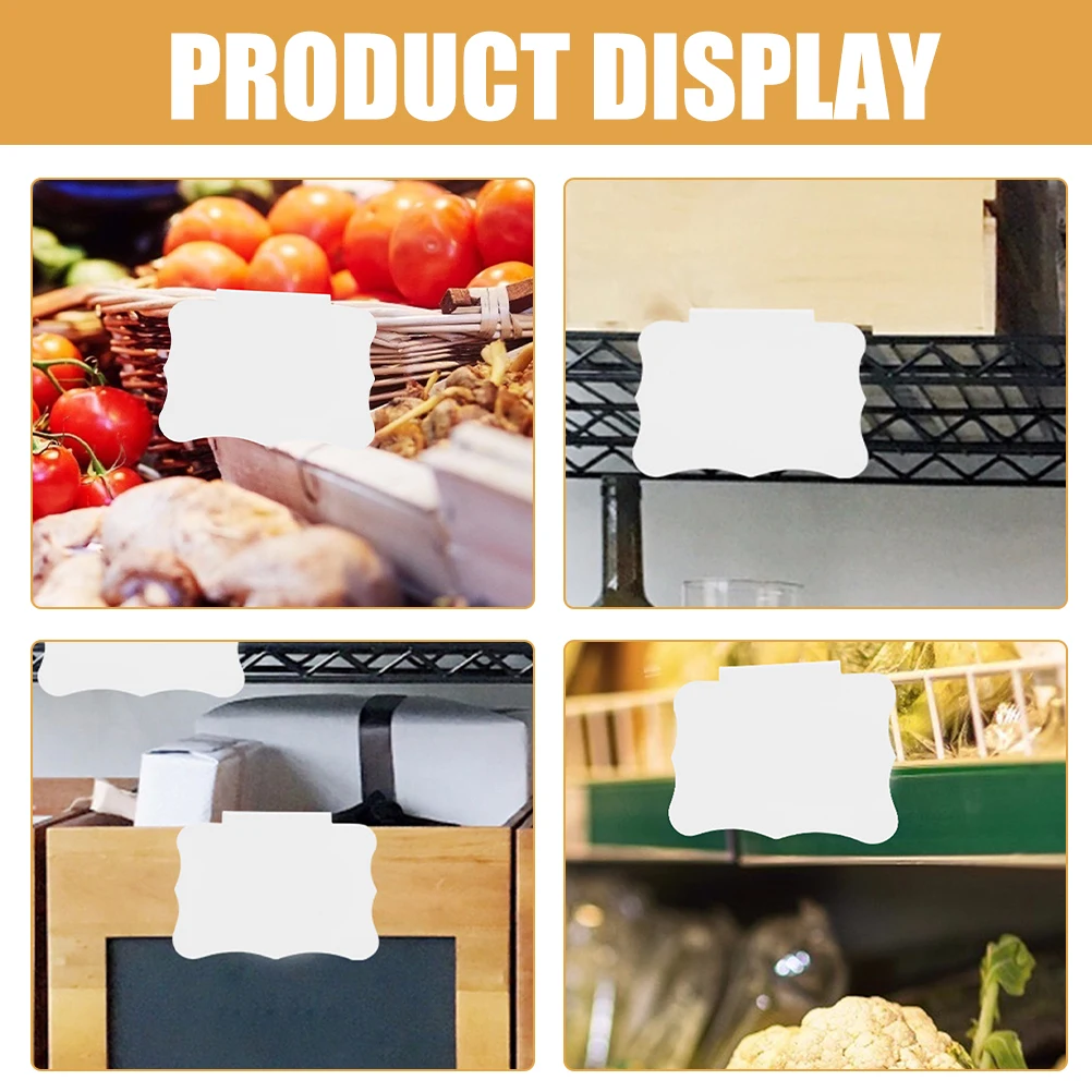 

12pcs White Display Signs PVC Price Tags Erasable Clip Holders Supermarket Shop Plastic Sign Supplies Plastic Sign