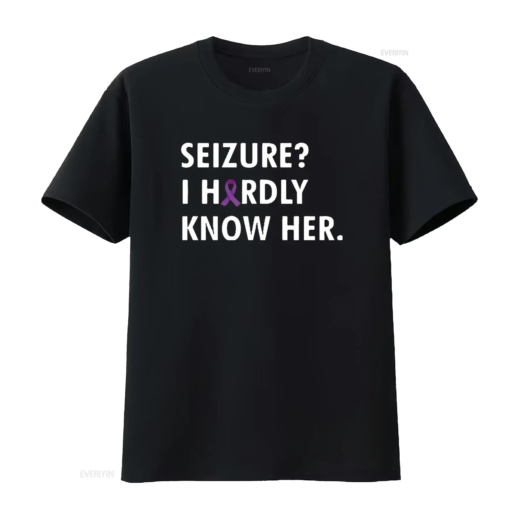 Hommes Seizure Je connaissez durement sa sensibilisation à l'épilepsie t-shirt noir grand vintage lavé décontracté doux vêtements de créateurs graphique