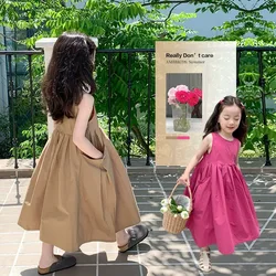 Girls Casual Dresses Girls' Dresses with Large Hemlines Sleeveless Casual Kids Dresses for Girls 2 To 8 Years Princess Dress