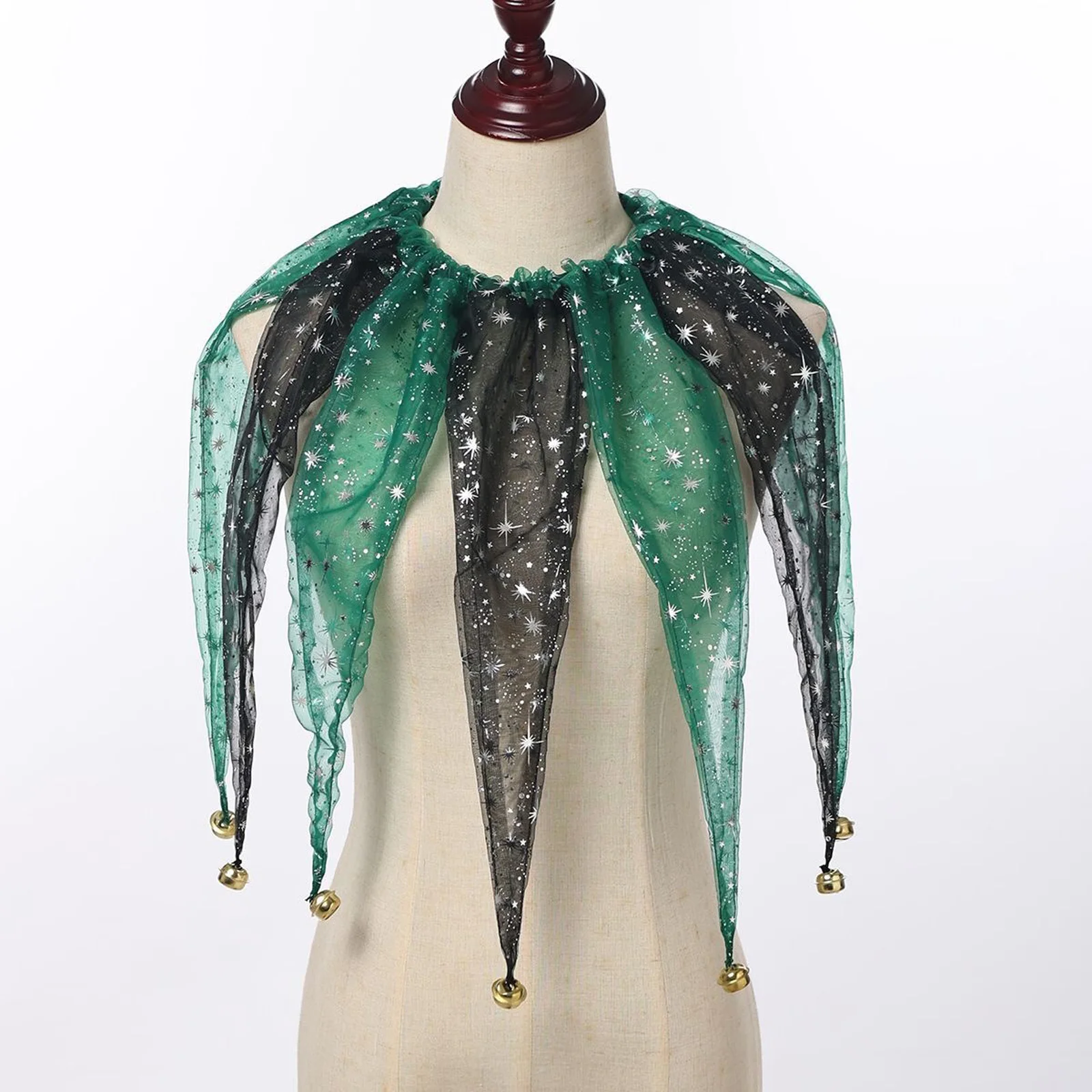 Collare da clown a punta Decor Collare per accessori per collo da giullare con costumi Jingle Bell per la festa di Natale