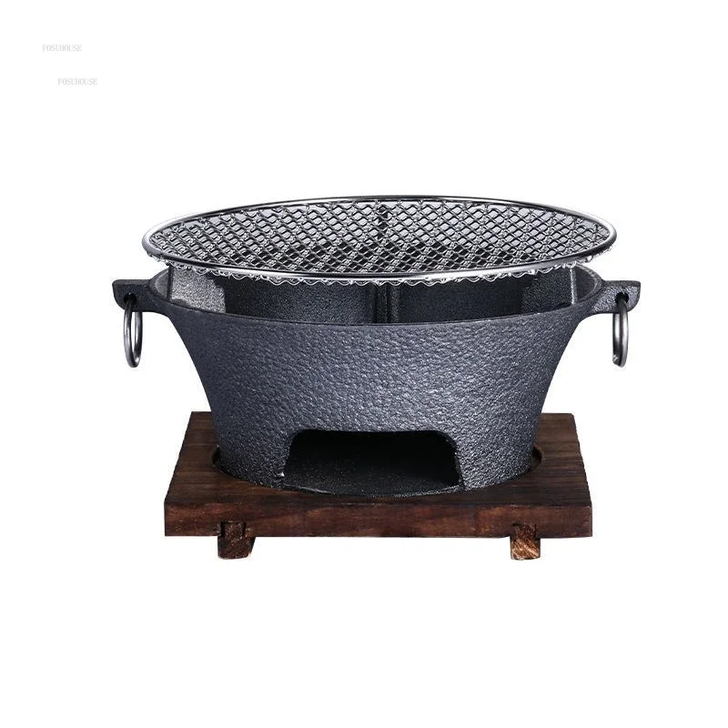 Old-fashioned Cast Iron Fire Pits Indoor Brazier Rack Outdoor Heaters Camping Furnace Grill Stand Home Carbon Fired Tea Stove