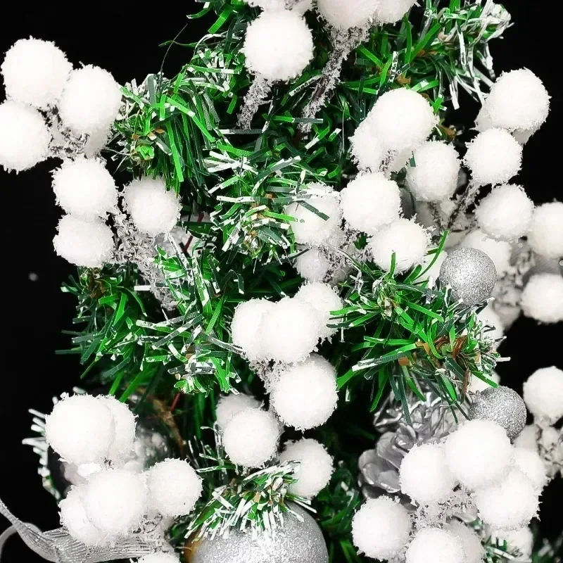 5/100pcs Artificial White Berry Stem Frosted DIY Fake Berries Wreath Xmas Tree Ornament Christmas Snow Tipped Branches Crafts