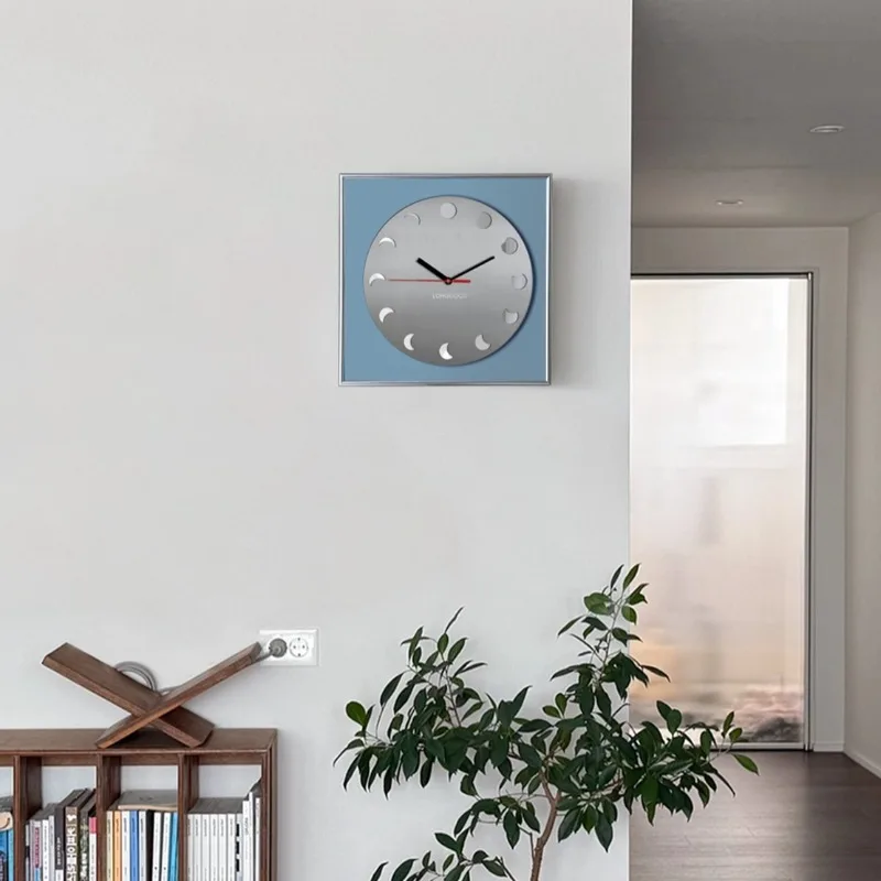 Moon Phase Wall Clocks Modern Style Silent Display Timer Stainless Steel Material Clock Indoor Living Room Wall Watch Ornament