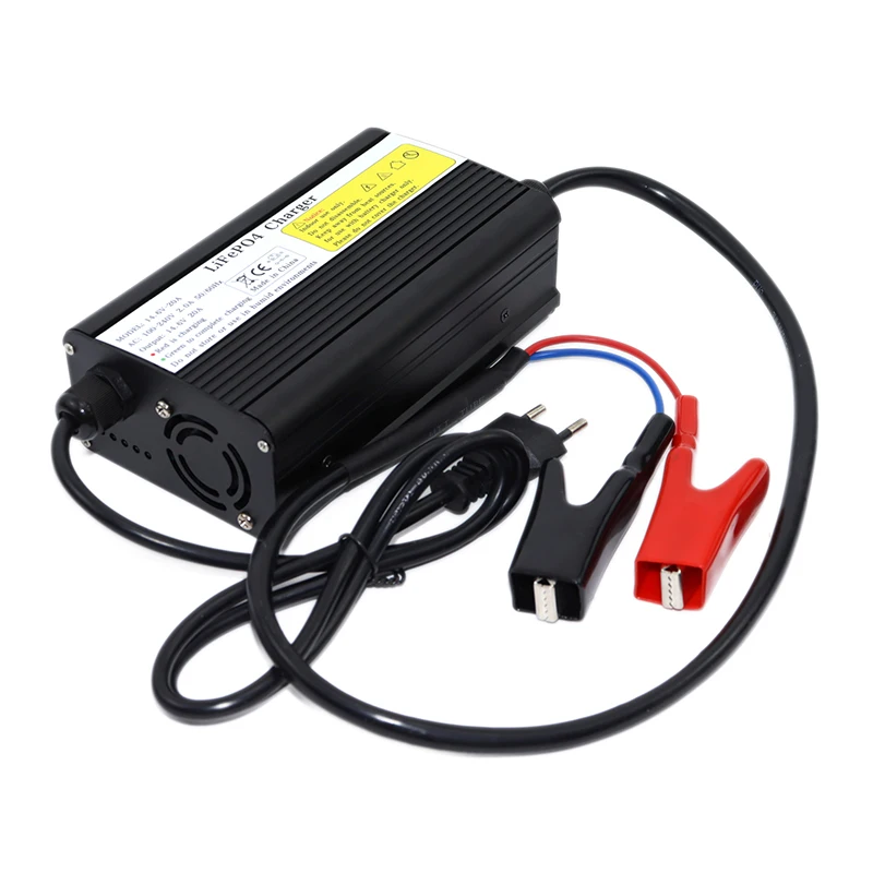 New 14.6V 20A Lifepo4 Battery Charger AC100-240V For 4S 12V 12.8V 100A 200A Golf Cart etc Smart Charging With Fan Aluminum Case