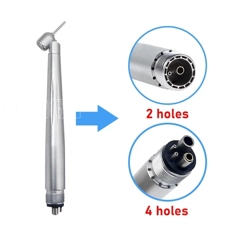 Denta High Speed LED Turbine 45° Handpiece for Precise Surgery,  Ceramic Rotor, Push Button Control,Triple Water Cooling System