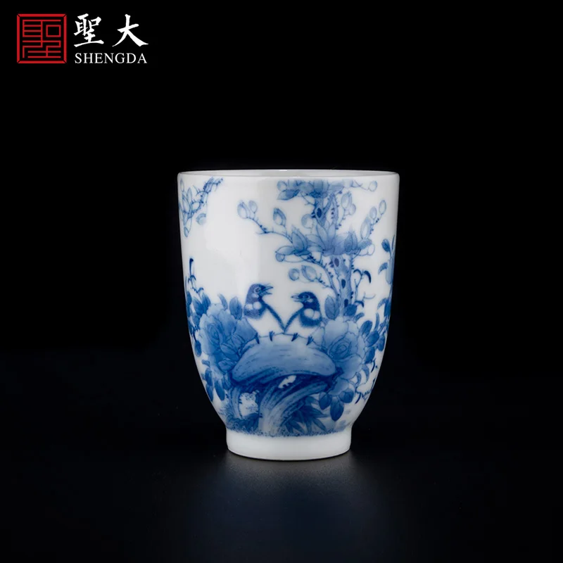 |chaiyao blue and white whispering Master Cup Jingdezhen pure hand-painted high-grade porcelain tea cup Kung Fu tea cup