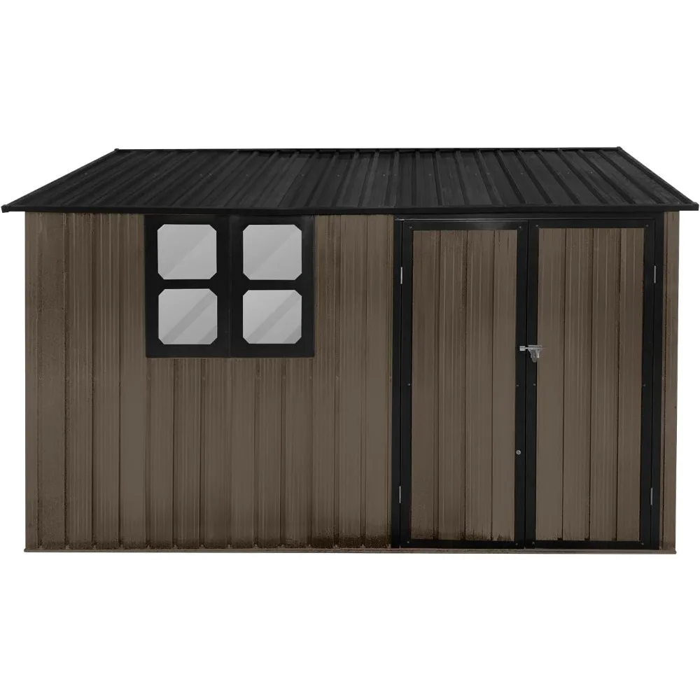 10 Feet X 8 Feet Outdoor Metal Shed, Waterproof Garden Shed with Lockable Doors and Louvered Ventilation Openings,