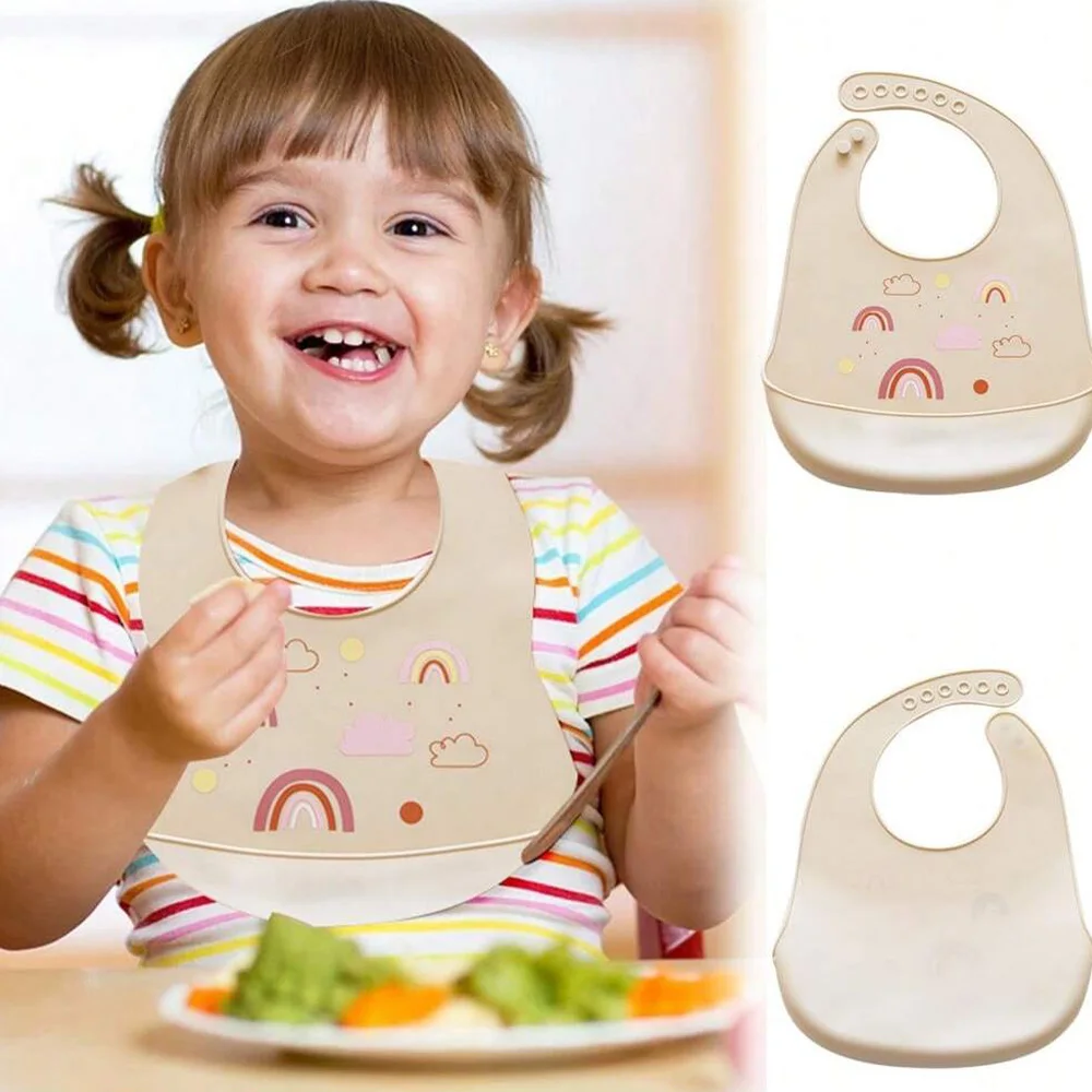 Baby Bibs  Print Waterproof Soft Silicone Baby Feeding Stuff Cute Pattern Kids Girl Boy Toddler Adjustable Children Bib