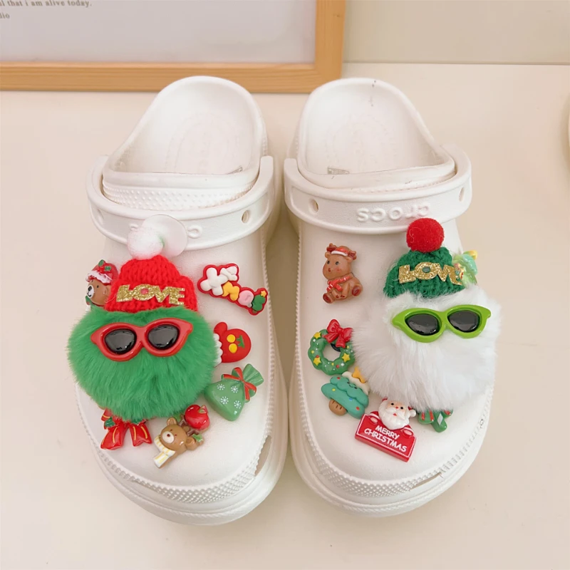 

New Christmas Cute Plush Shoe Decorative Charms Diy Holiday Party Favors Suitable For All Clogs Perfect For Xmas Gifts