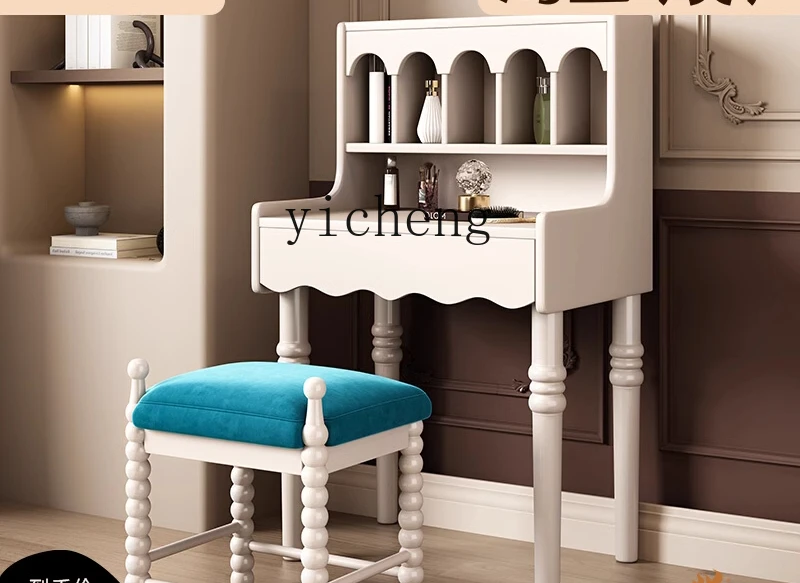 ZK French all solid wood dresser with makeup stool American bedroom white makeup table study computer table