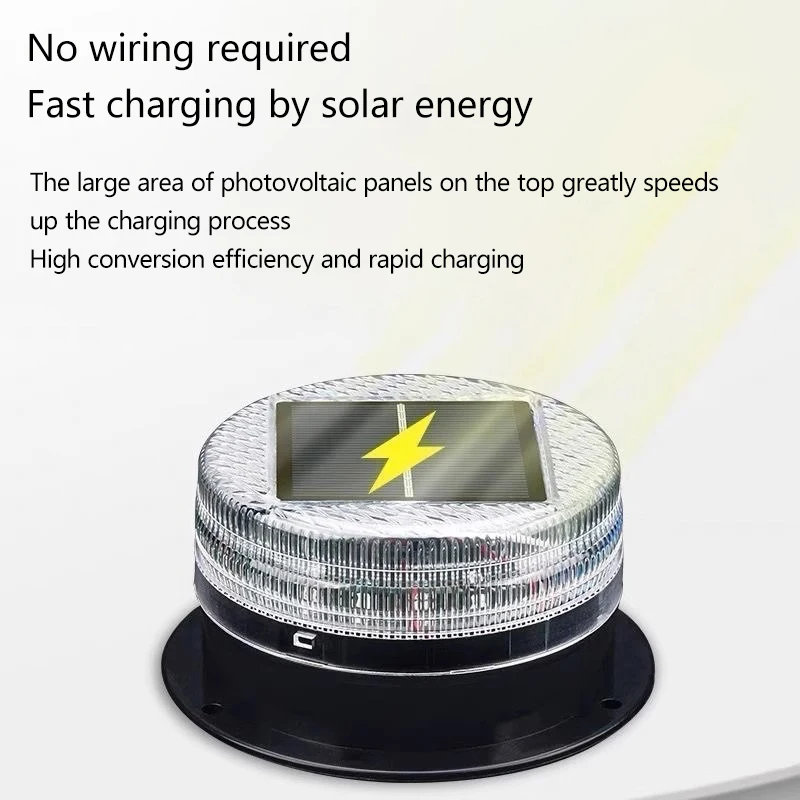 Engineering vehicle roadblock flash, solar-powered night parking flash, solar-powered roof strong magnetic flash light