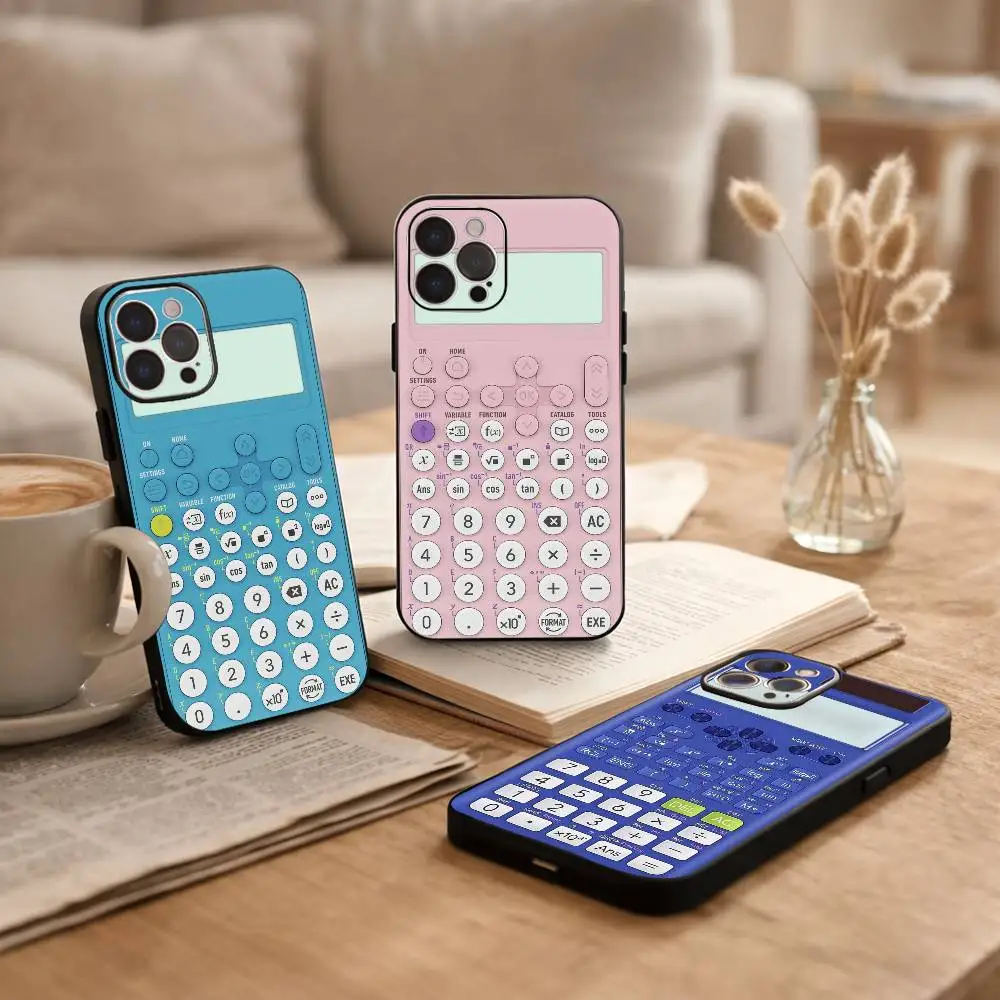 

F-Funny C-Calculator P-Pattern Phone Case For iPhone17,16,15,14,13,12Plus,Pro Max,XS,5G Soft Silicone Black Cover