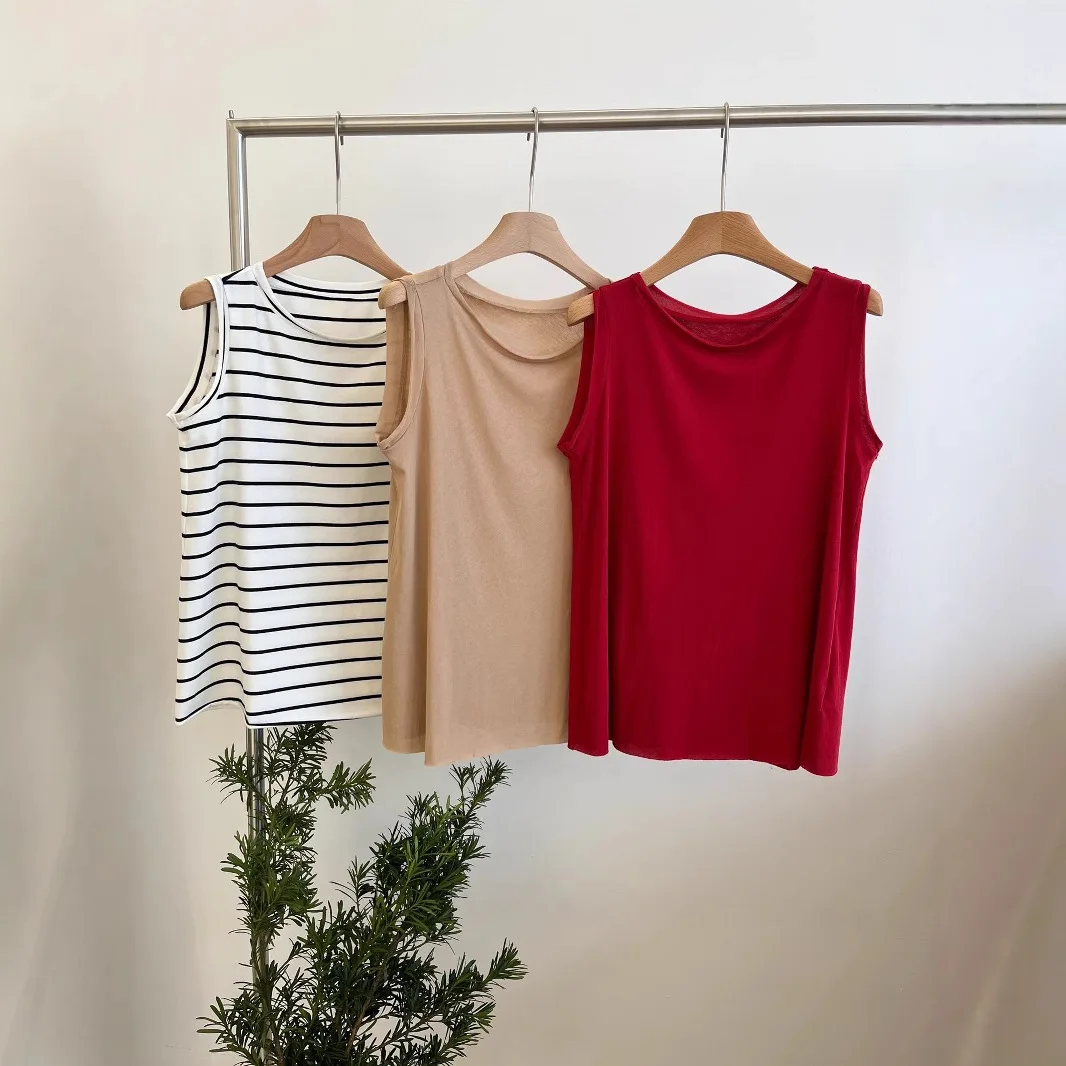 

Minimalist Niche Design Pure Cotton Sleeveless Round Neck T-shirt Vest
