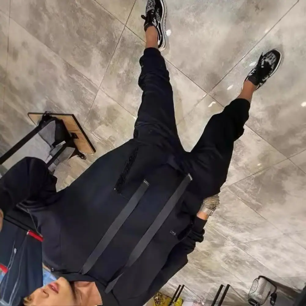 

2 Pcs/Set Women Hoodie Pants Suit Long Sleeves with Sequined Pocket Solid Color Top Elastic Waist Trousers Daily Wear Sport Outf