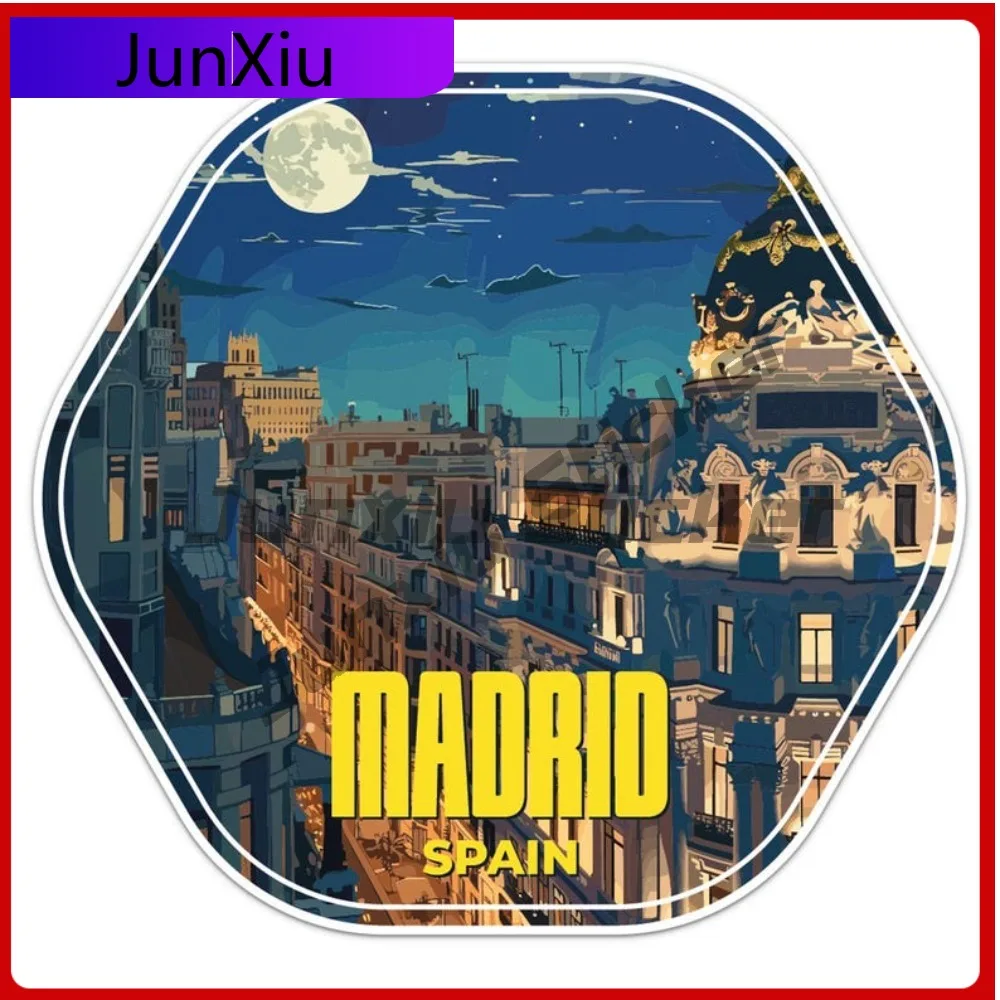 

Spain Madrid Night Cute Laptop Durable Decal Car Sticker Bumper Decal Vinyl City Fade Resistant Vinyl Stylish Cool Car Cute