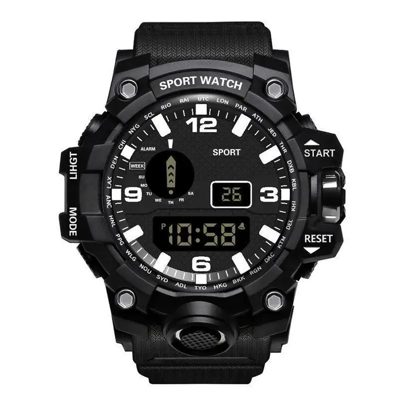 New Black Men Watch Military Sport Watch Men\'s Digital Watches Waterproof Countdown Date LED Electronic Wristwatch Clock Relogio