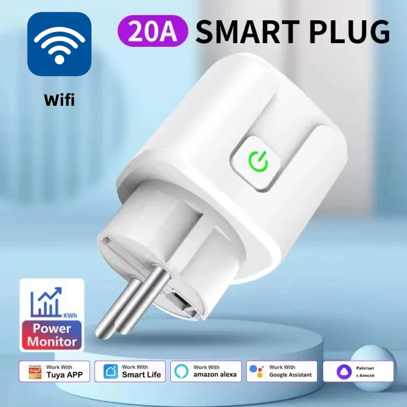 Smart Plug EU 16A/20A AC100-240V Wifi Smart Socket Power Outlet Alexa Google Home Voice Control Tuya Smart Life APP